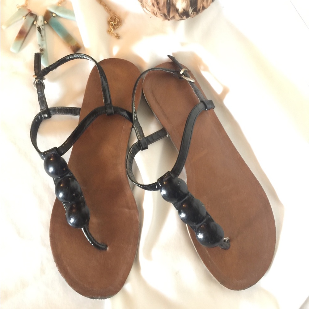 Cute Black Fashion Sandals, Size 7